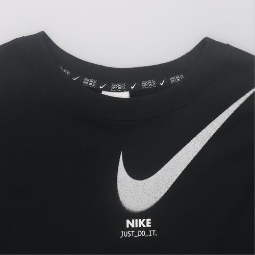 Nike logo printed casual cropped retro sporty sweatshirt for women black