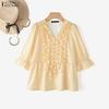 ZANZEA Women Elegant Floral Print Summer Casual V-Neck 3/4 Sleeve Blouse