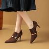fashion Hot Sale Shoes for Women Women's High Heels Retro Dress Pumps Women Metal Decoration Pointed Toe Slip on Thin Heels Female Shoes