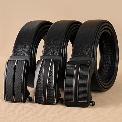 Pvc Men'S Belt Automatic Buckle Advanced Sense Casual Business Can Cut Automatic Buckle Men'S Belt Belt