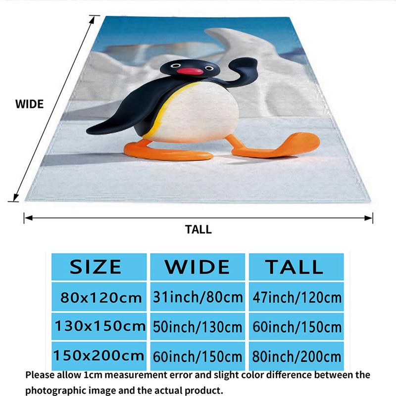 1PC Pingu Patterned Flannel Blanket Suitable For All Seasons For Home Decor Warmth And Comfort Gifts Holiday Present
