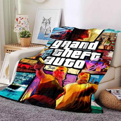1pc Grand Theft Auto Soft Flannel Blanket with Designer Print A Cozy Blanket for All Seasons, Perfect for the Couch, Bed, Office