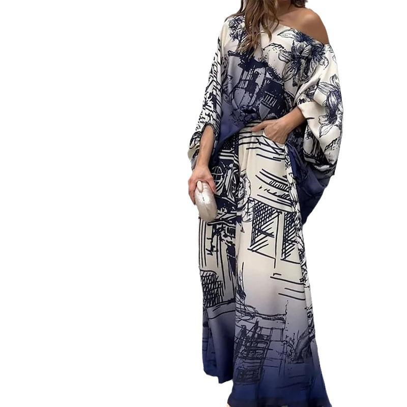 2023 Europäische & Amerikanische Damen Herbstmode Print Locker Zweiteiliges Set