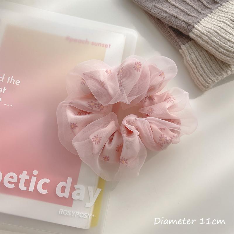 

Милые милые двухслойные шелковые резинки для волос, большие цветочные резинки для женщин и девочек, сетчатая резинка для волос