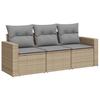 Vidaxl 3-Cz. Garden Furniture Set With Cushions, Beige, Poly Rattan