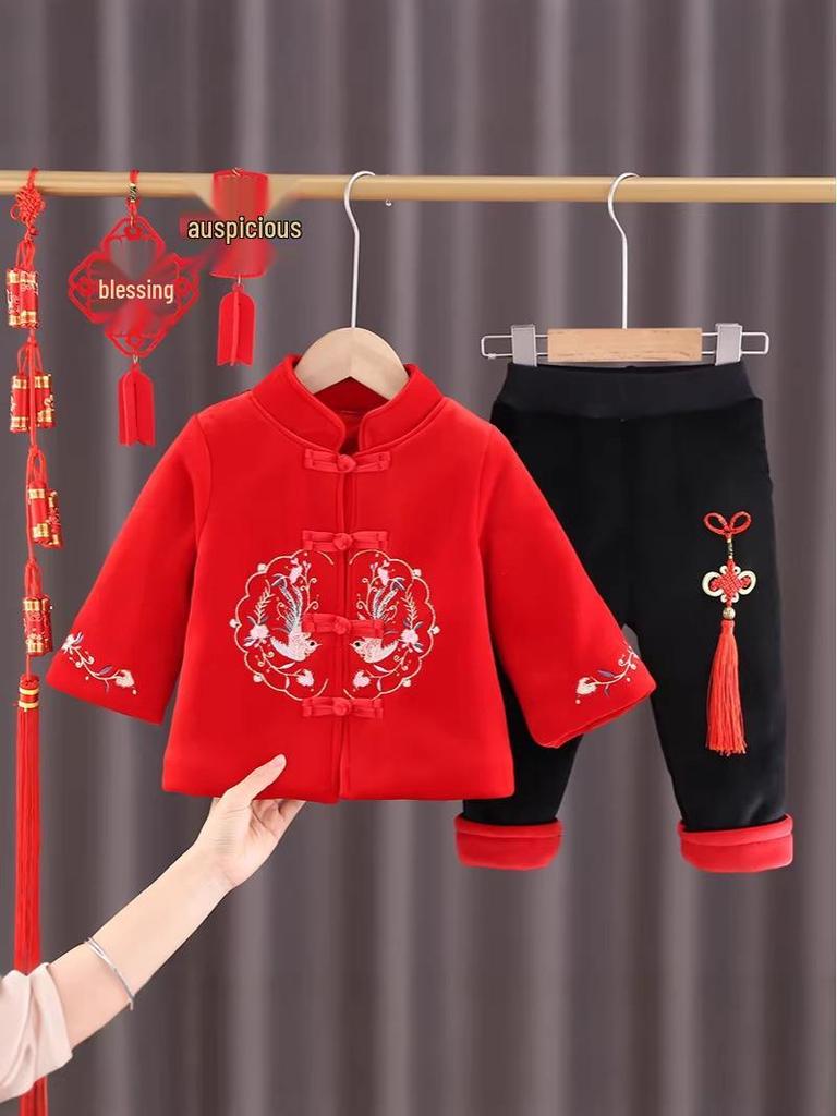 2025 New Year & 2026 Spring Festival Tang Suit Outfit for Girls, Babies 1-3 Years Old