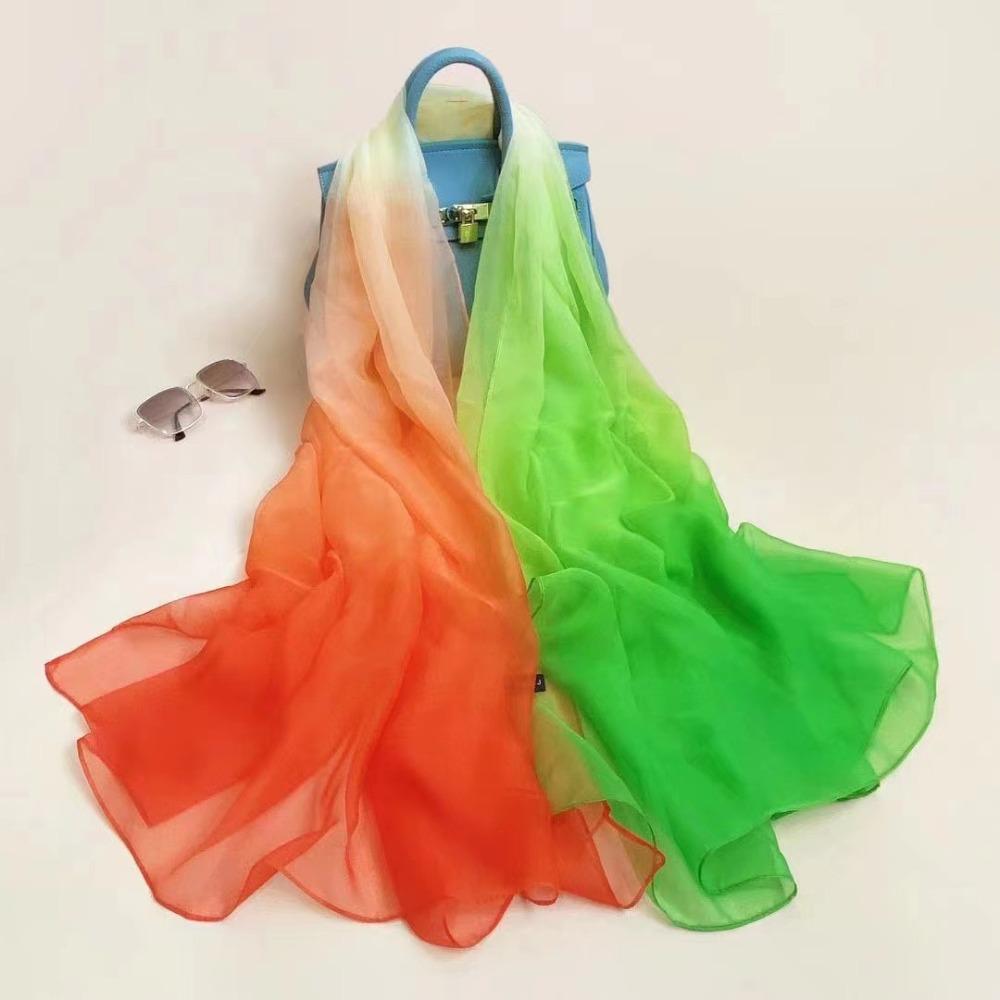 Spring and Autumn Shawl Women's Sunscreen Scarf White with Long Soft Gauze Summer Seaside Large Beach Scarf Travel Silk Scarf