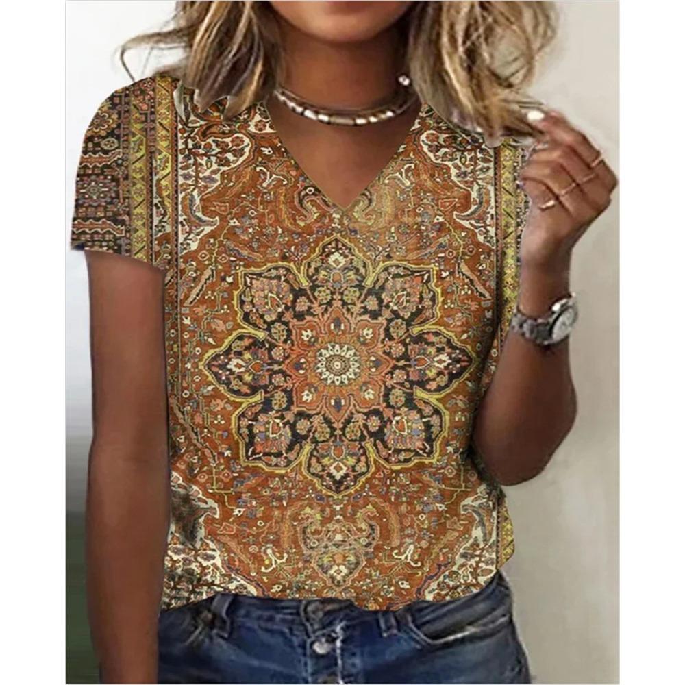 

Летняя ретро футболка женская модная футболка с V-образным вырезом топ 2XL