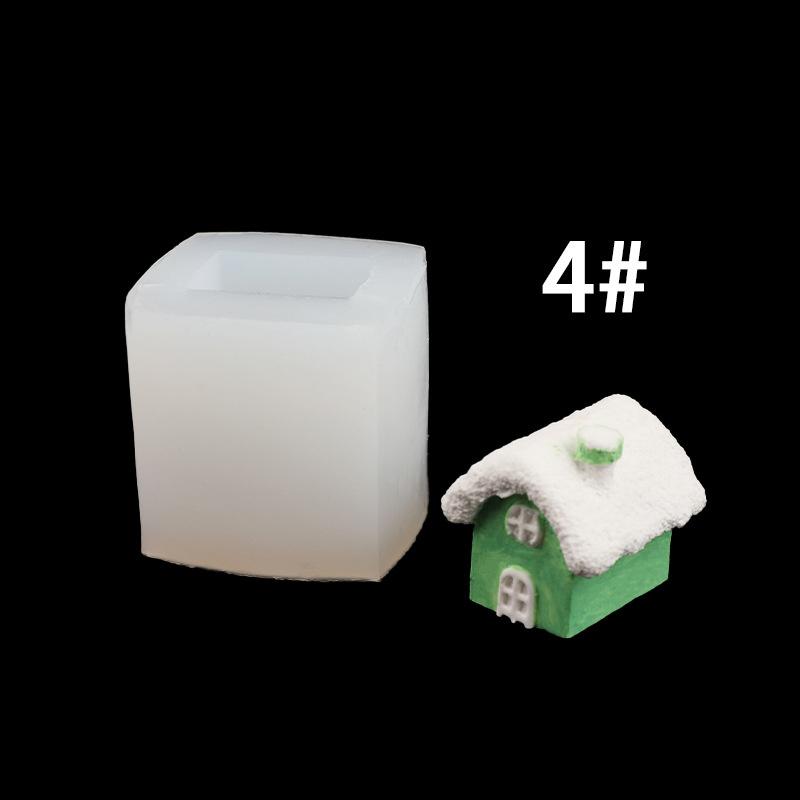 Simple Three-Dimensional Small House 4 Cake Decoration Aromatherapy Candle Silicone Mold Chocolate Silicone Mold