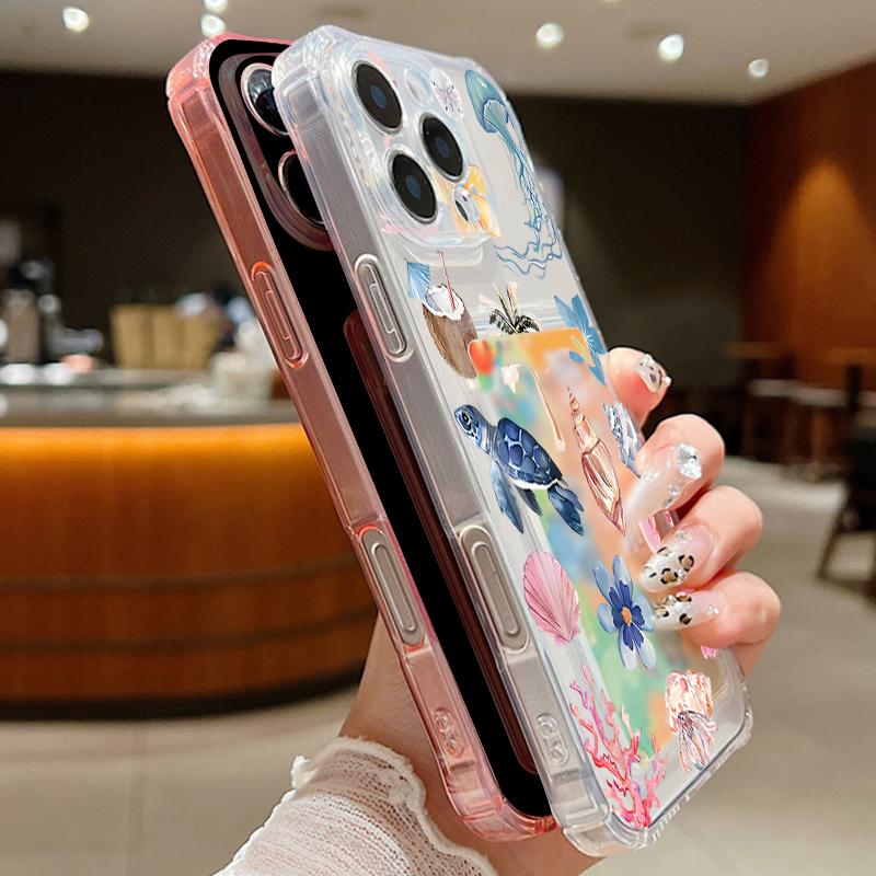 Husă Telefon cu Buzunar pentru Carduri Scoică Balenă Pentru iPhone Air 17 16e 16 15 Pro Max 14 13 Pro Rezistentă la Șocuri Transparentă Moale TPU