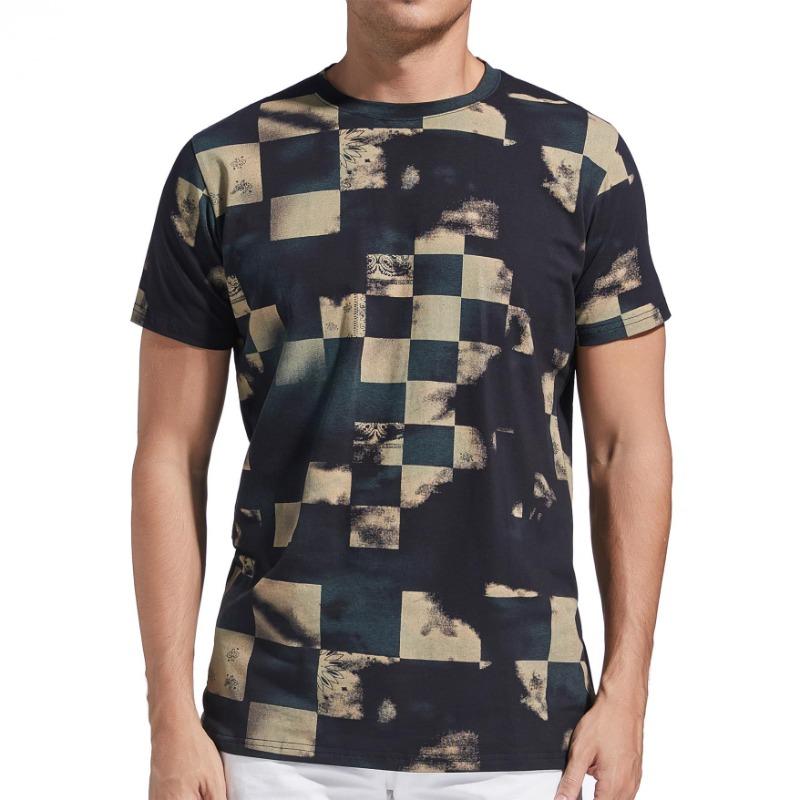 Men's T-shirt 3D Printed Fashionable Short Sleeved Solid Color Round Neck Casual T-shirt Pattern Clothing Shirt