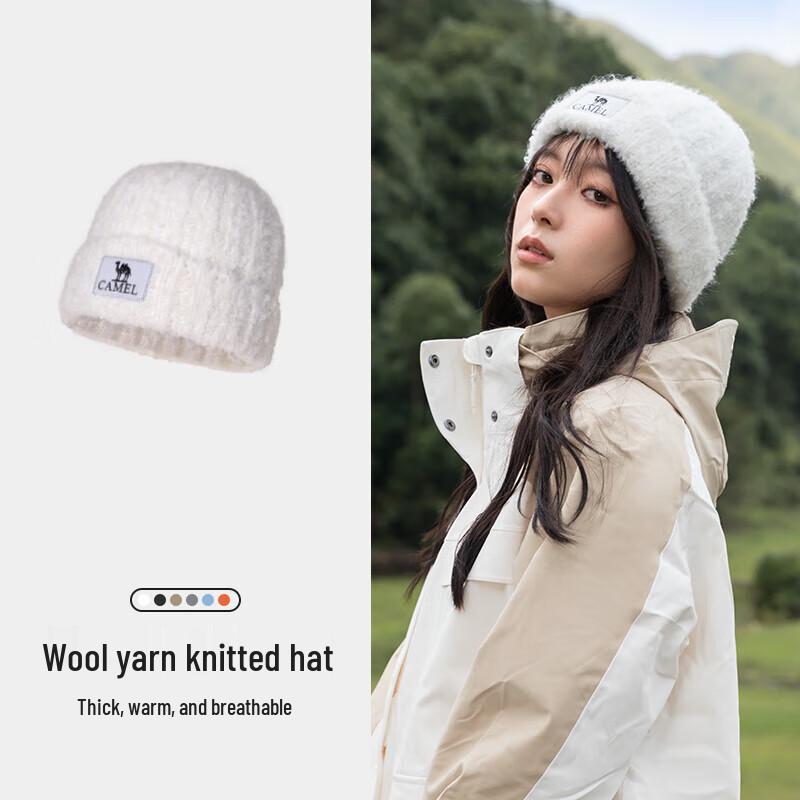 Camel Wool Knit Ear Protection Beanie