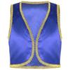 Jongens Arabische Prins Kostuum Open Voorzijde Gouden Mouwloos Vest Halloween Cosplay Fancy Dress Up