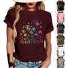 Women's Fashion Casual Printed Short Sleeve Round Neck Pullover Tops