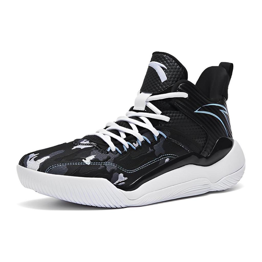New Anta Laser 4 Anti Slip Wear Resistant Mid Top Basketball Shoes Men's Black White 112311607-7