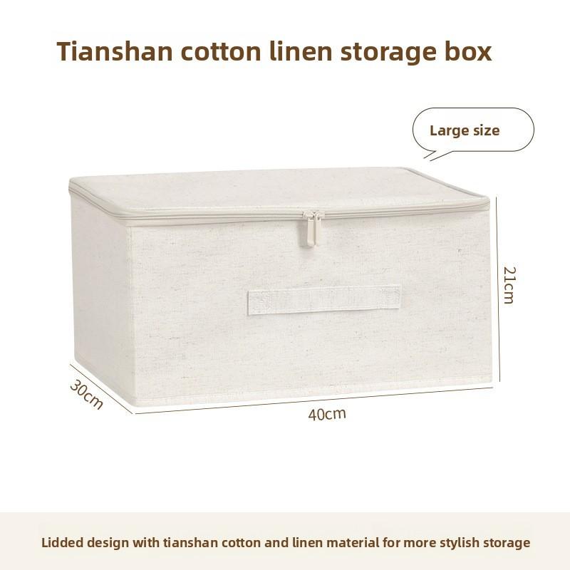 Cotton Linen Foldable Storage Bin With Waterproof Fabric For Bedroom Organization
