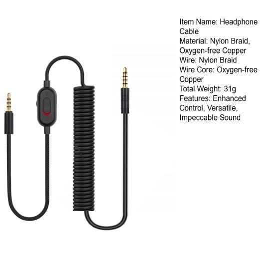 Headphone Cable with Mute 2m Volume Control Audio Cable for Logitech GPRO X G233 G433 Multi-Device Aux Cord for Gaming PC