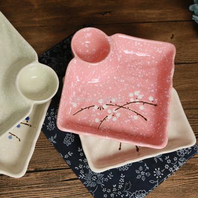 Japonský styl Švestkový květ Ručně malovaný Kreativní domácí Podglazurované keramické nádobí Talíř na knedlíky Dezertní talíř
