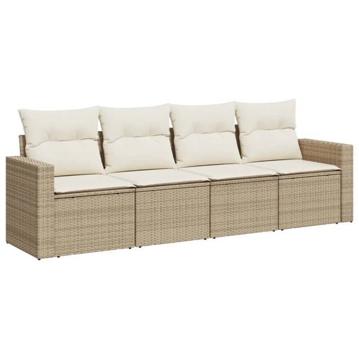 VidaXL Garden Lounge Set with Cushions 4 Pcs Beige Braided Resin 3251015