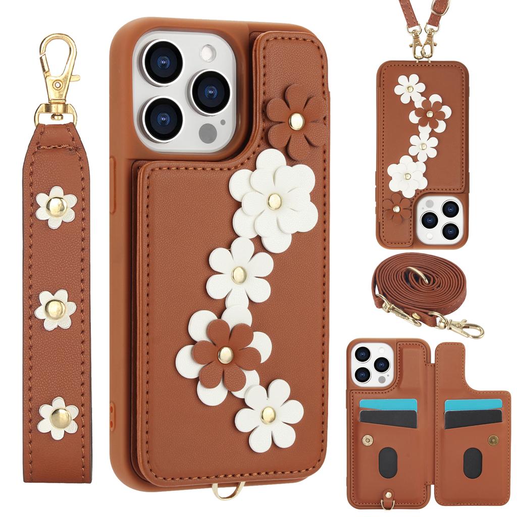 Crossbody Flip Leder Handyhülle Für iPhone Air 17 16E 15 16 14 13 12 11 Pro Max XR XS Max 7 8 Plus SE Geldbörse Handgelenkband Abdeckung