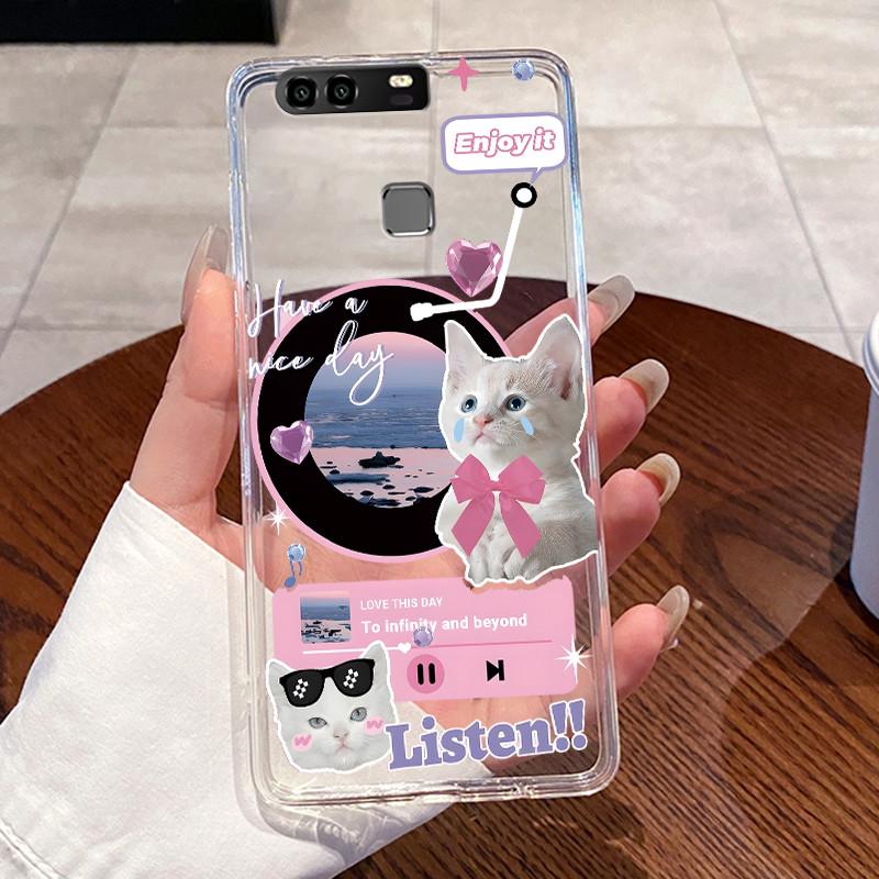 Jelly Casing For Huawei P9 / P9 Plus / P10 / P10 PLUS Funda Clear Silicone Soft TPU Back Cover Cute Cat Rabbit Protective Case
