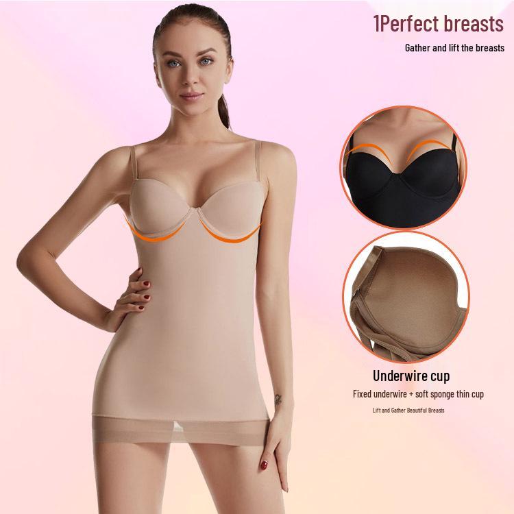 Plus Size Postpartum Body-Shaping Dress with Built-in Bra and Abdominal Support