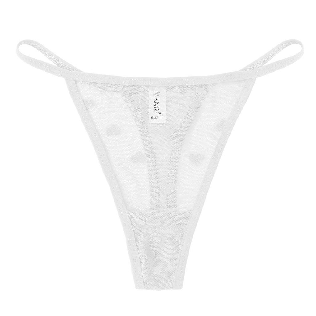 Luxury Transparent Lace Heart Low-Waist Thong - Sexy Japanese-Style T-Back for Women