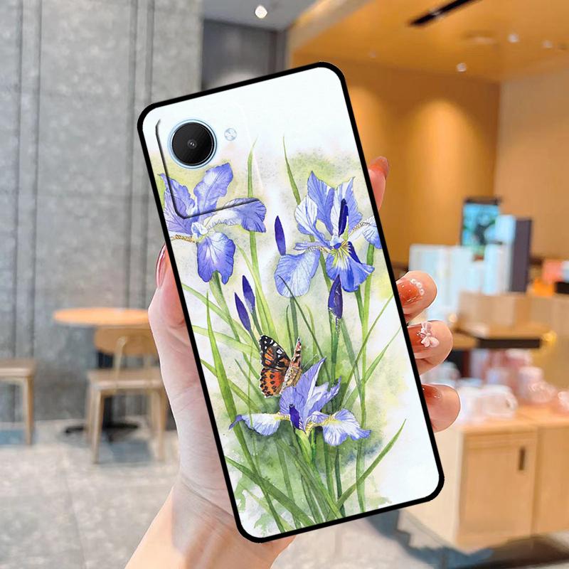 Blue Iris Flower Case For Realme C55 C33 C31 C35 C30 C11 C15 C25s C21Y GT Neo 5 3T 2T 8 9 10 11 Pro Plus
