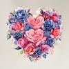Watercolor Rose Heart Wall Stickers, Peel And Stick Pink Blue Floral Decals, Removable Waterproof PVC Flower Stickers for Bedroom Living Room
