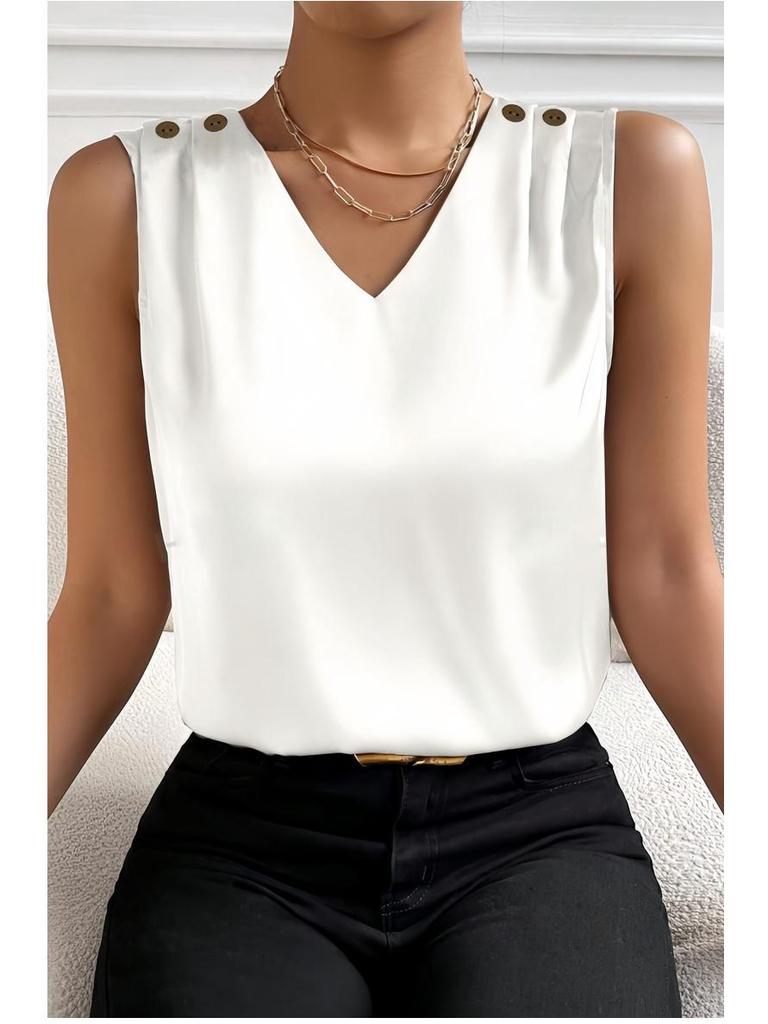 Versatile Faux Silk High-Elastic Solid Color Women's Tank Top