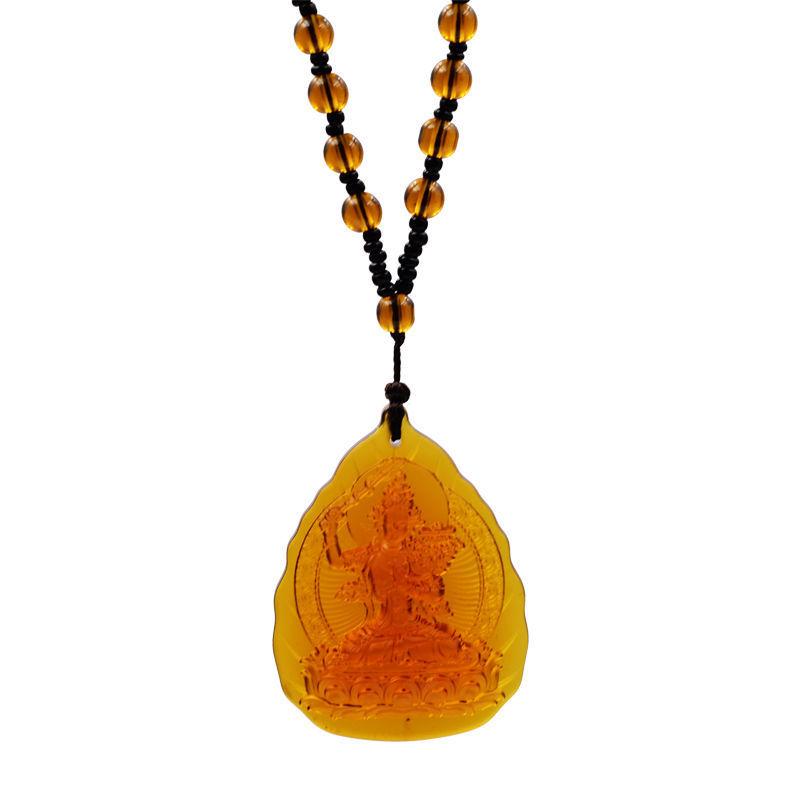 Manjushri Guanyin Anhänger Halskette - Grüne Tara, Medizin Buddha Glasanhänger für Männer & Frauen