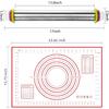 Stainless Steel Rolling Pin and Silicone Mat Set, Adjustable Thickness Rings - For Baking Dough, Pizza, Pies, Pastries, Pasta, Cookies