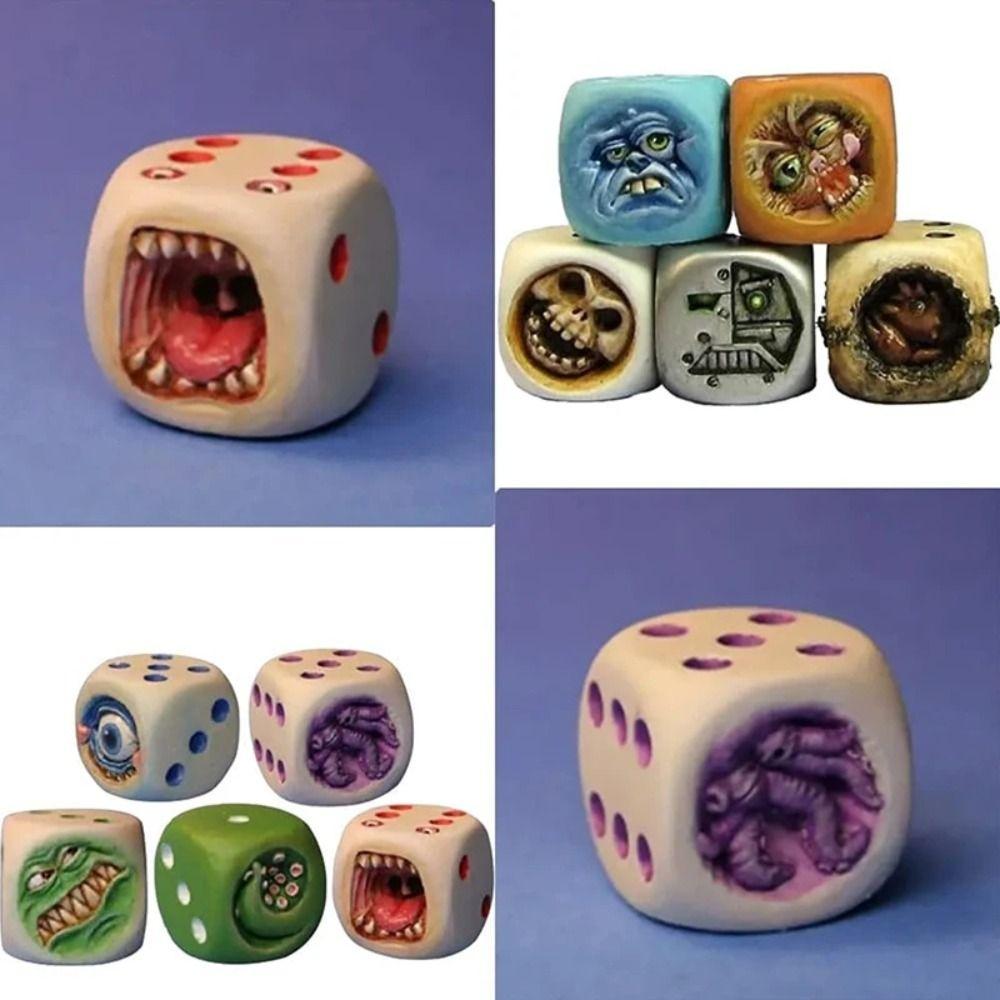 Display Halloween Tabletop Game Big Eyes Mouth 5pcs/Set Resin Dice Set Creative   Home Decor