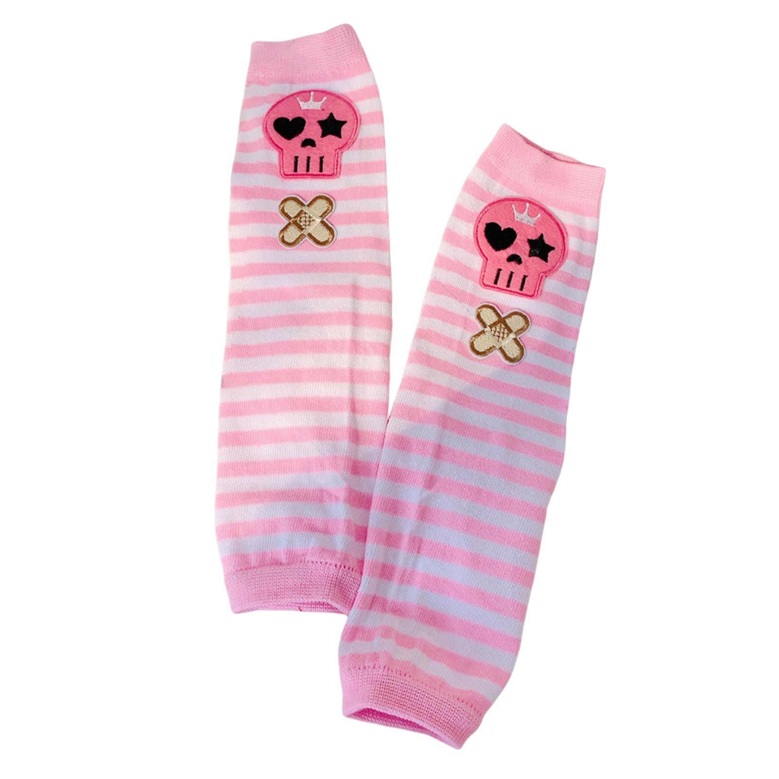 

Рукава с отверстиями для больших пальцев Полосатые грелки для рук Y2k Чехол для рук y2k Рукава для рук Рукава в стиле панк Harajuku Теплые для рук с черепом 3