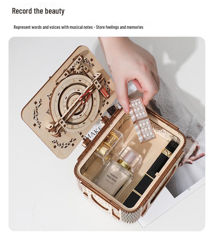 DIY Wood Treasure Box G612: 3D Puzzle, Password Protected, Music Box Gift for Kids