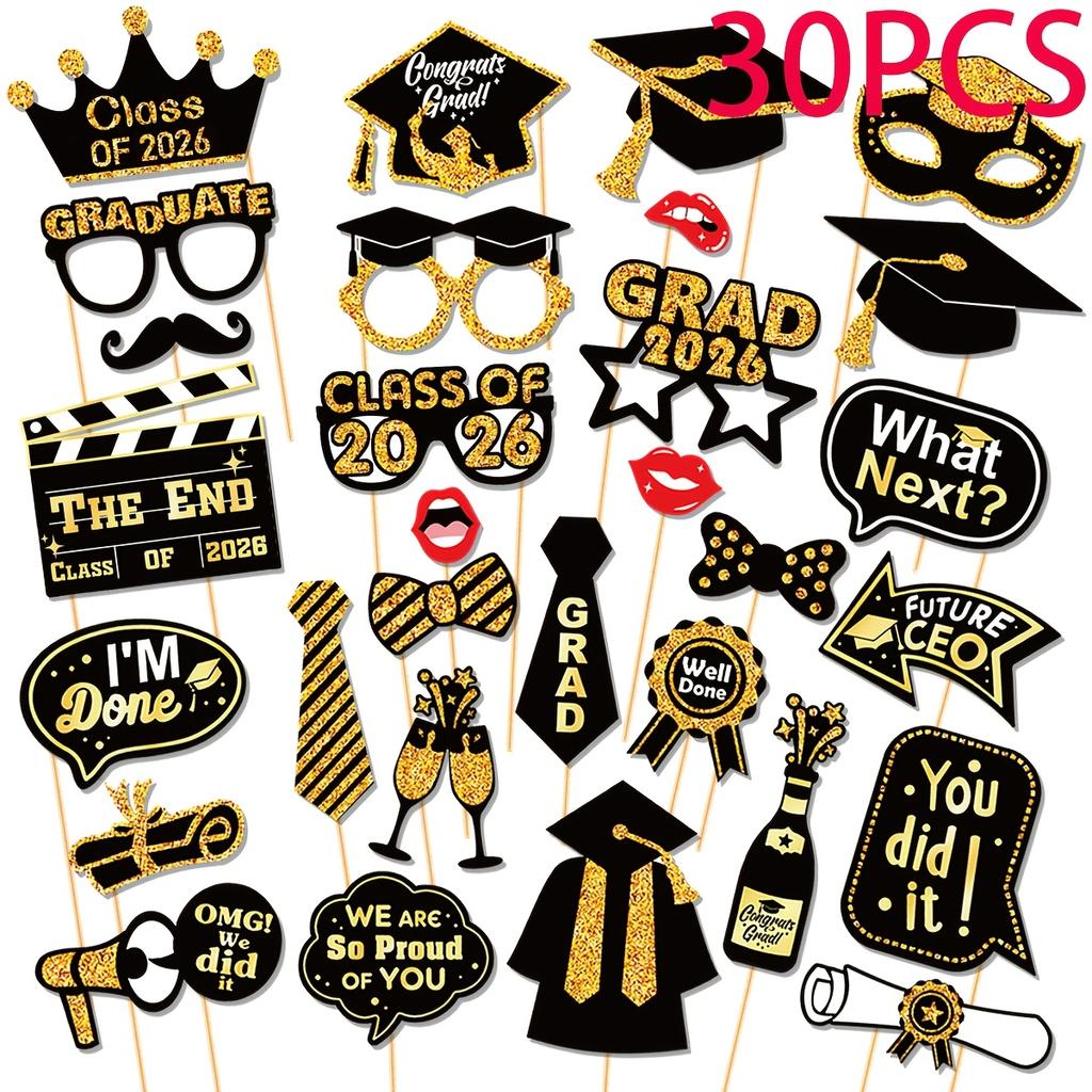 30 Pieces/set of 2026 Graduation Season Photography Props, Graduation Ceremony Decoration Props, Photography Background Decorati