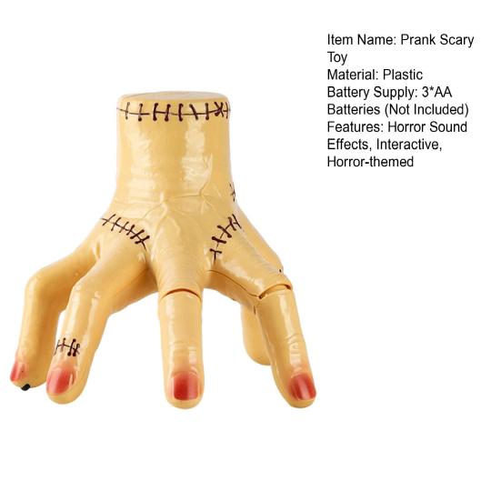 Wednesday Cosplay Model Hand LED Audio-Visual Scary Toy Broken Hand Interactive Horror Toy with Sound Effects Halloween Party Decorations