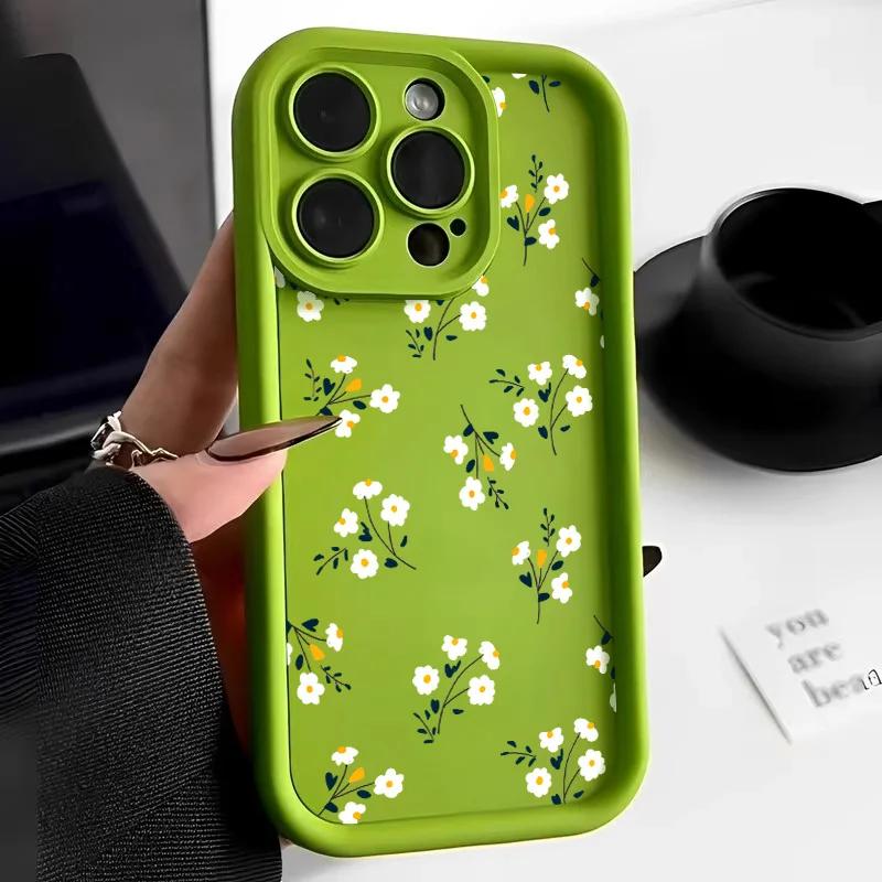 Oil Painting White Rose Flower Silicone Phone Case For iPhone 11 iPhone 12Pro Ma13 14 15 Pro XS Max X XR 7 Or 8 Plus SE Cover