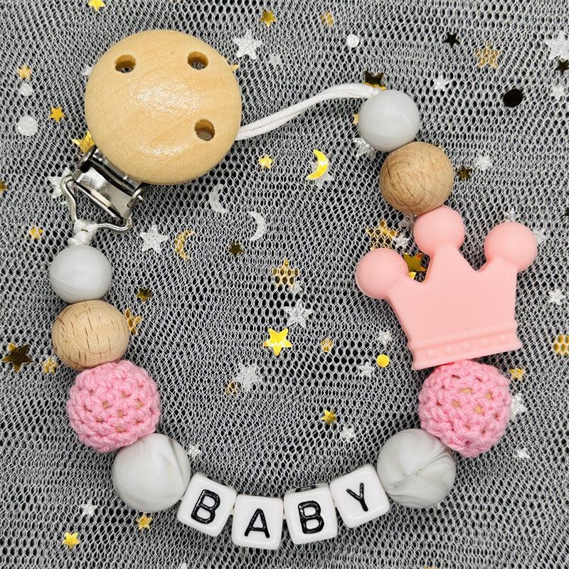 Custom Personalized Name Pacifier Clips BPA Free Silicone Silicone Baby Pacifier Clips Colorful Pacifier Chain Holder Teething