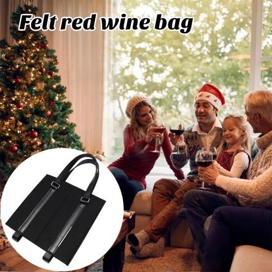 Wine Carrier Tote Bag with Handle Fall Prevention Champagne Beer Beverage Bottle Packaging Bag Felt Handbag