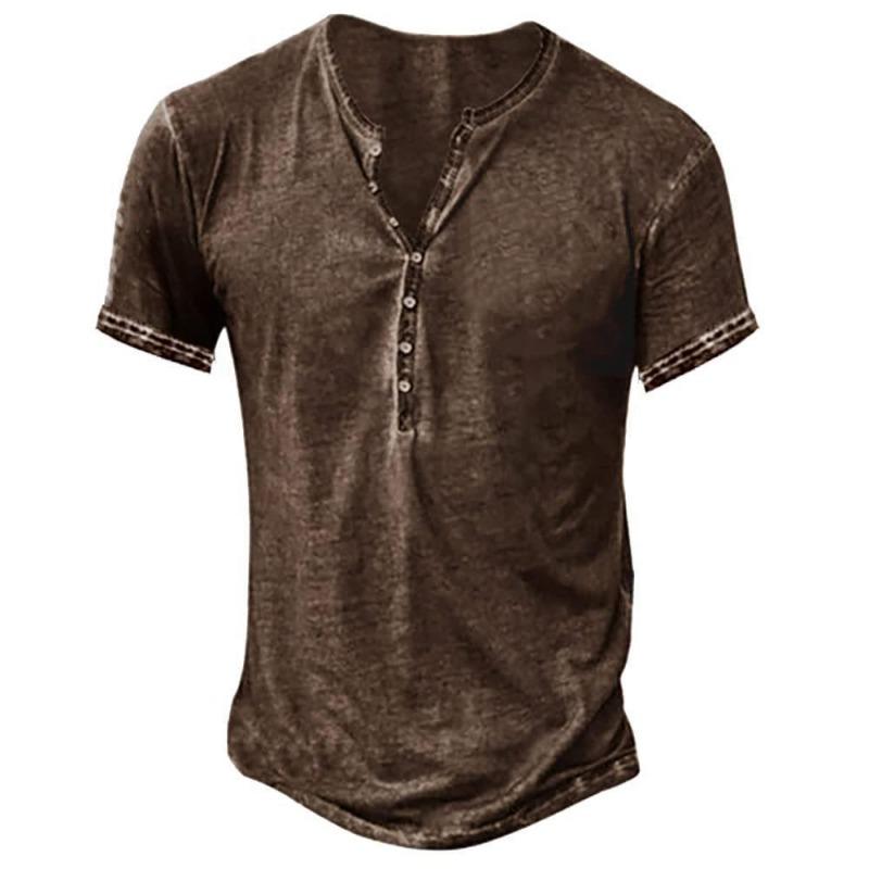 

2026 New Retro V-Neck Men s Fashion Casual Short Sleeve Cardigan M коричневый