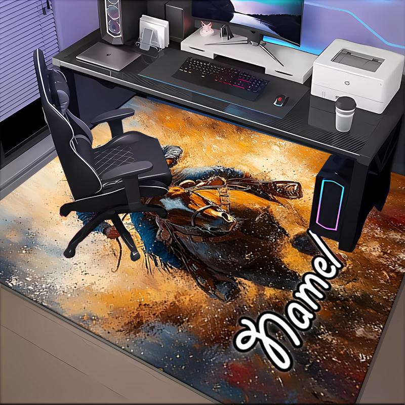 1PC Custom Name Rodeo Cowboy Adventure Theme Floor Mat Ideal for Living Room, Game Rooms, Office, Bedroom,Floor Mat Playful Design