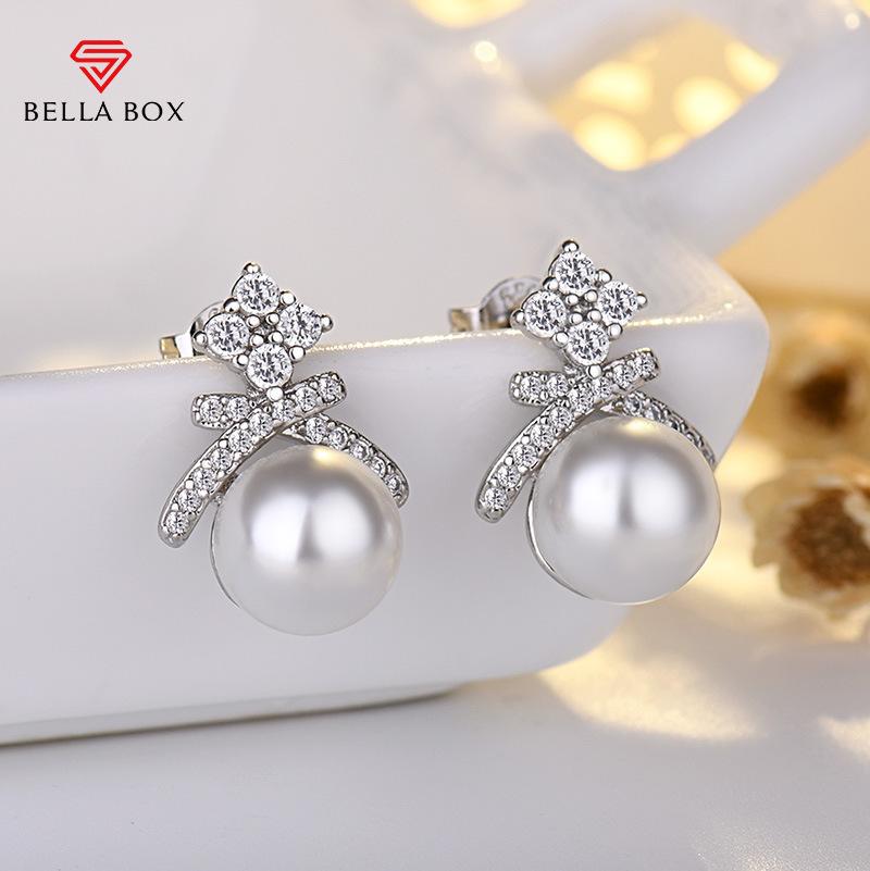 BELLA BOX High-quality Silver Needle Pearl Ear Studs, Fashionable And Niche, Crown, Elegant And High-end, French Retro, Versatile Earrings