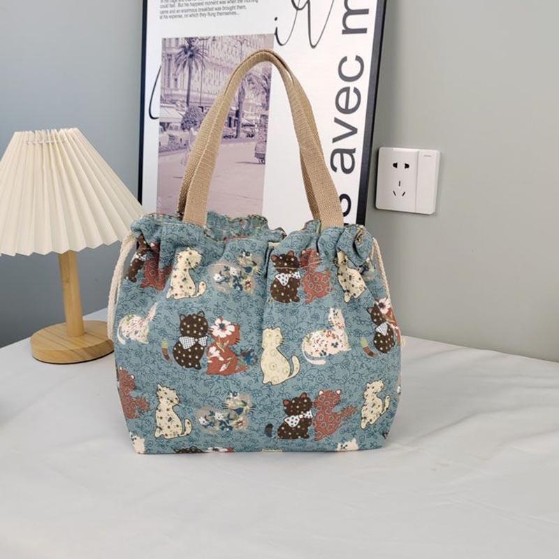 Принтованная холщовая сумка-тоут большой вместимости сумка для ланч-бокса бэнто для офисного работника 789₽