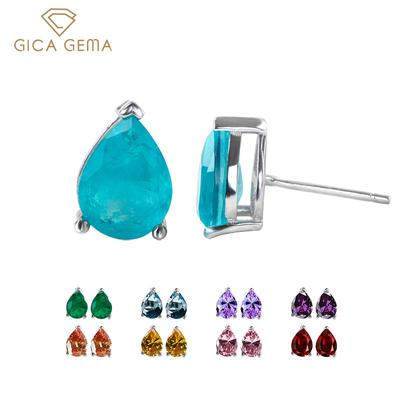 Klasyczne 100% 925 srebro gruszka utworzono wysokowęglowe diamentowe kolczyki do uszu kolczyki z białego złota Fine Jewelry