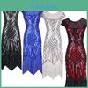 Deslumbrante Novo Traje de Flapper Perfeito Para Noites de Baile com Tema Grande Gatsby
