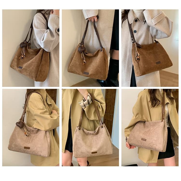 Women's Imitation Suede Shoulder Bag Large Capacity Tote Bag