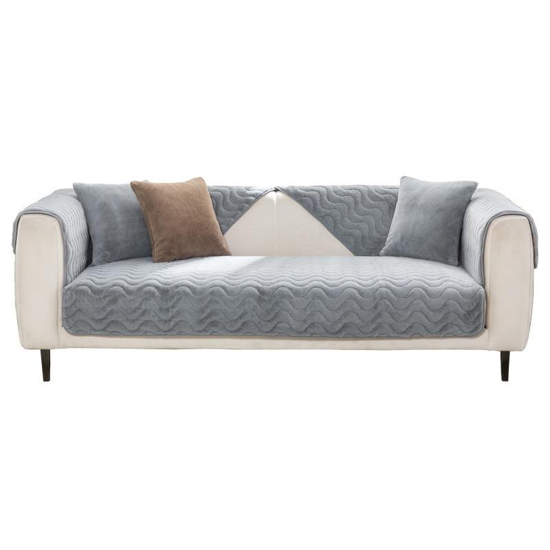 Thickened Rabbit Plush Sofa Cushion High-end Solid Color Non-slip Sofa Towel Winter Nordic Simple Style Sofa Cover