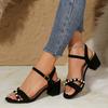 Thick Heeled Sandals for Women High Heels Shoes Woman 2025 Trend Round Toe Design Summer Women's Heel Sandals Size 35-42