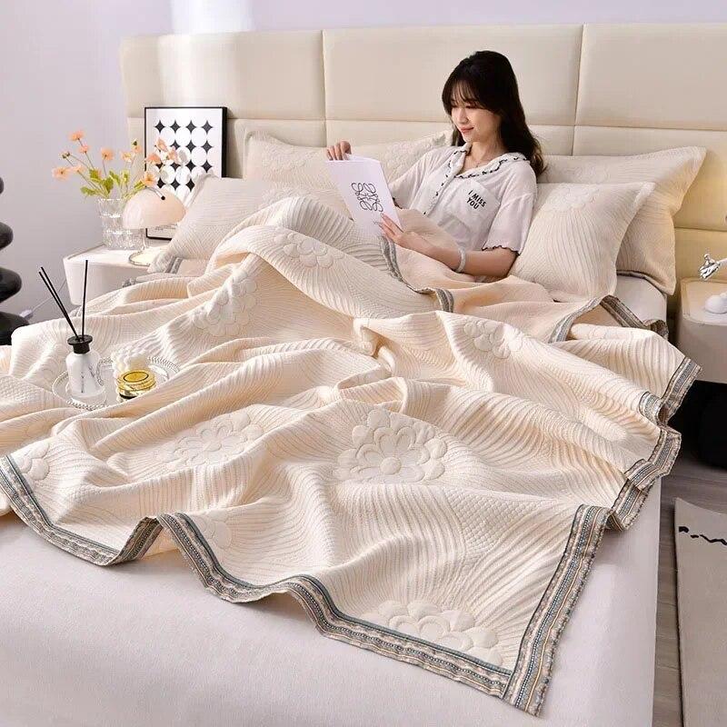 Blankets Cotton Summer Quilt Soft Comforter Bedding Quilt Super Soft Bedspread with Pillowcase Summer Quilt Bedspread King Size